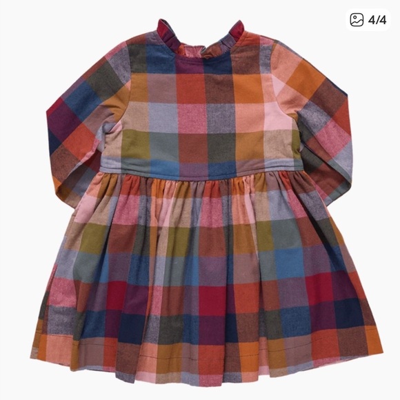 Pink Chicken Colorful Plaid Kids Dress - Picture 4 of 4